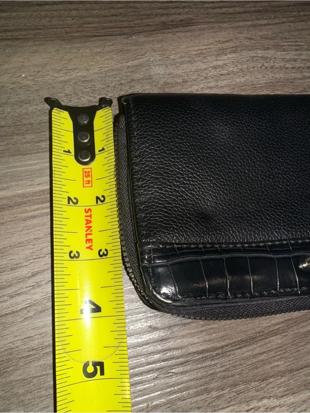 Unbranded Black Faux Leather Zip Around Wallet Croc Accent Checkbook Clutch